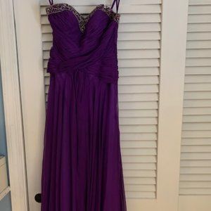 Strapless Purple Beaded Long Prom Dress